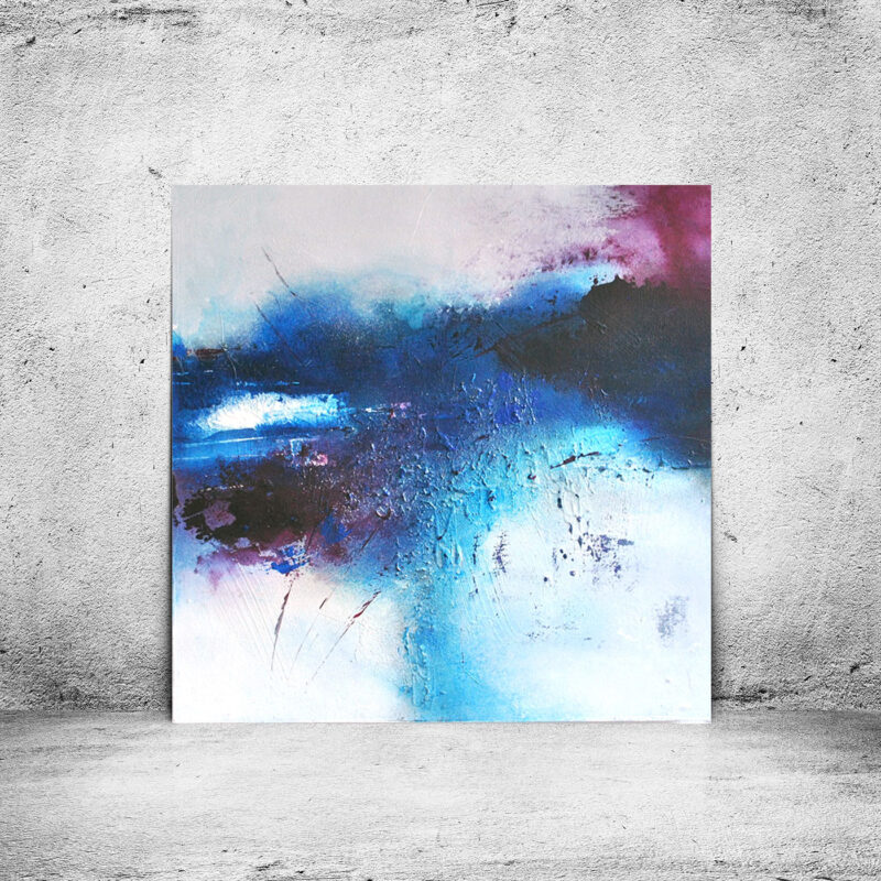 Abstrakt maleri i blå nuancer - Blue mind af Louise Sellebjerg, blue mind