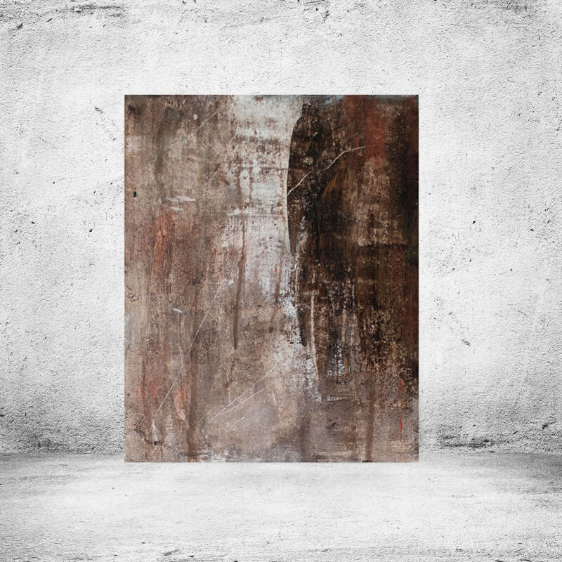 Moderne maleri i brune nuancer - Calm night af Louise Sellebjerg, lille abstrakt maleri i brune og beige jordfarver af Louise Sellebjerg.