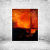 Abstrakt maleri i orange og sort - Burning af Louise Sellebjerg, Burning – unika kunst fra kategorien små malerier af Louise Sellebjerg.